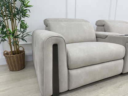 Sofology Kingsbridge Power Recliner/Heated/Headrest 3 Seater Sofa In Ivory