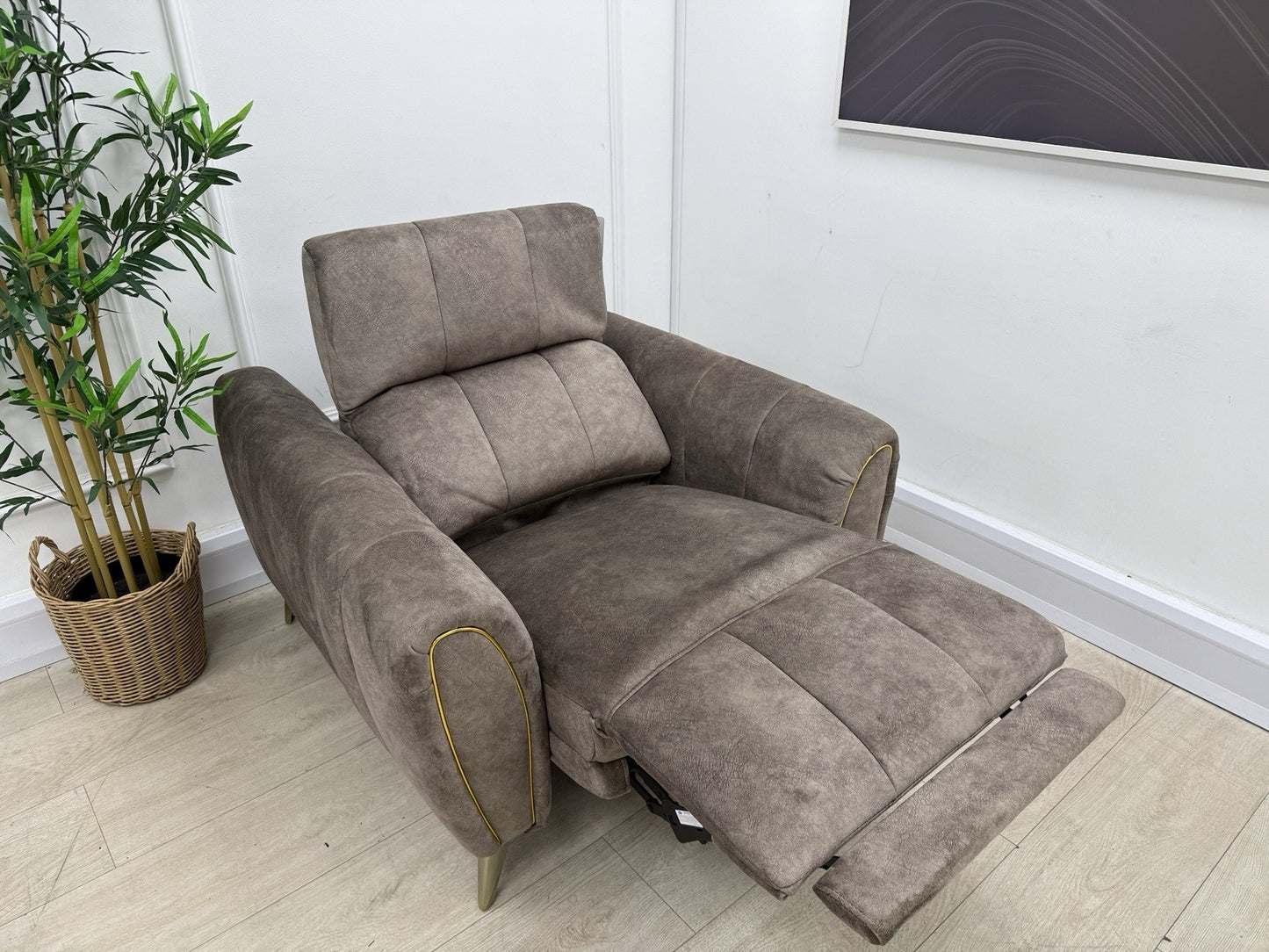 DFS Lidia Power Recliner Chair In Mayson Truffle Fabric