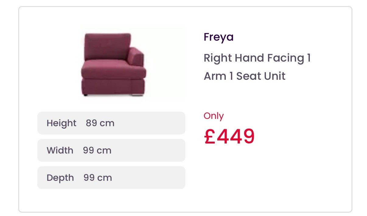 DFS Freya 4 Seater Sofa In Wine Fabric