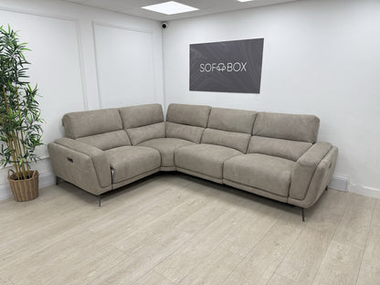 DFS San Mateo Power Recliner Corner Sofa In Stone Fabric