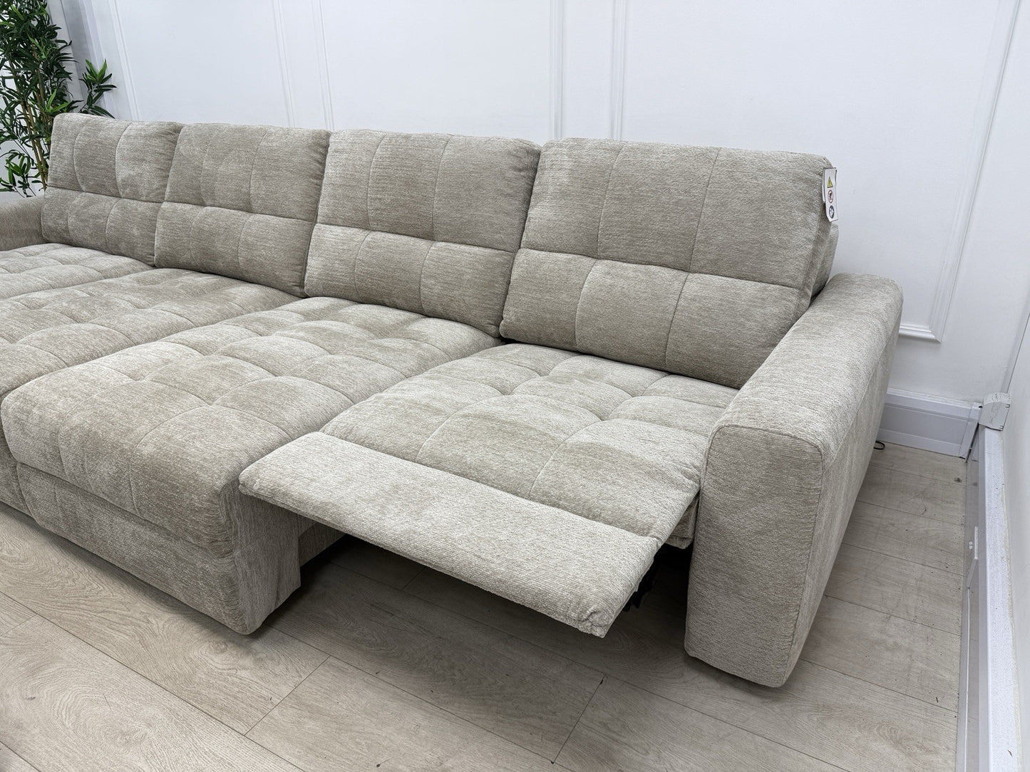 DFS Steller XL Power Recliner Chaise Sofa In Taupe Fabric