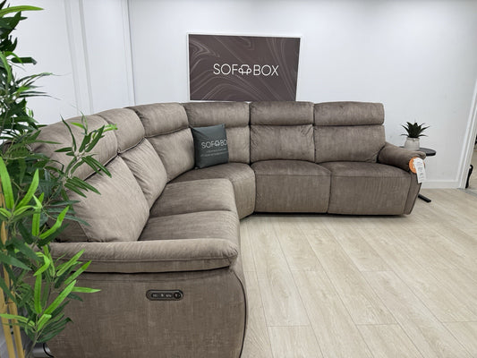 Sofology Parker Power Recliner & Headrests Corner Sofa In Heritage Velvet Cedar