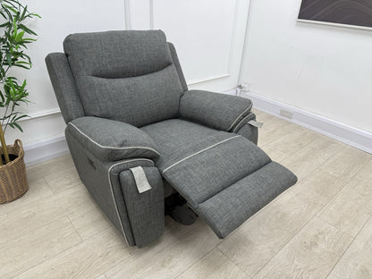 DFS Trek Power Recliner Armchair In Charcoal Fabric
