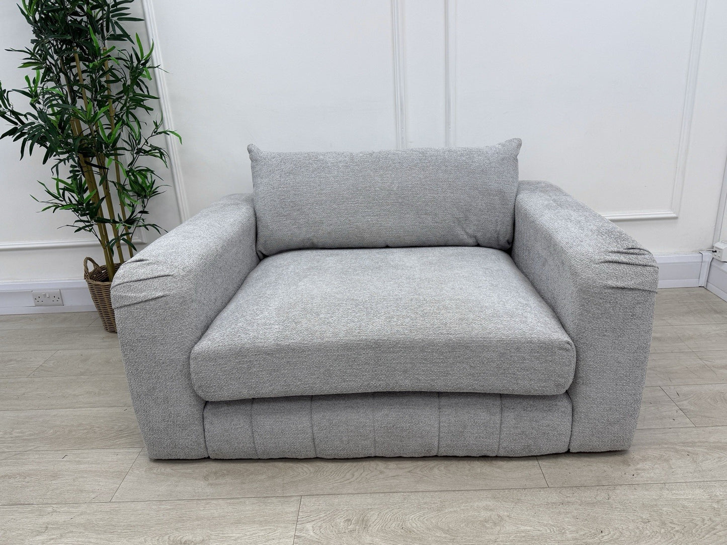 Sofology The Westwood Loveseat Cuddle Chair In Teddy Chenille Silver Mix