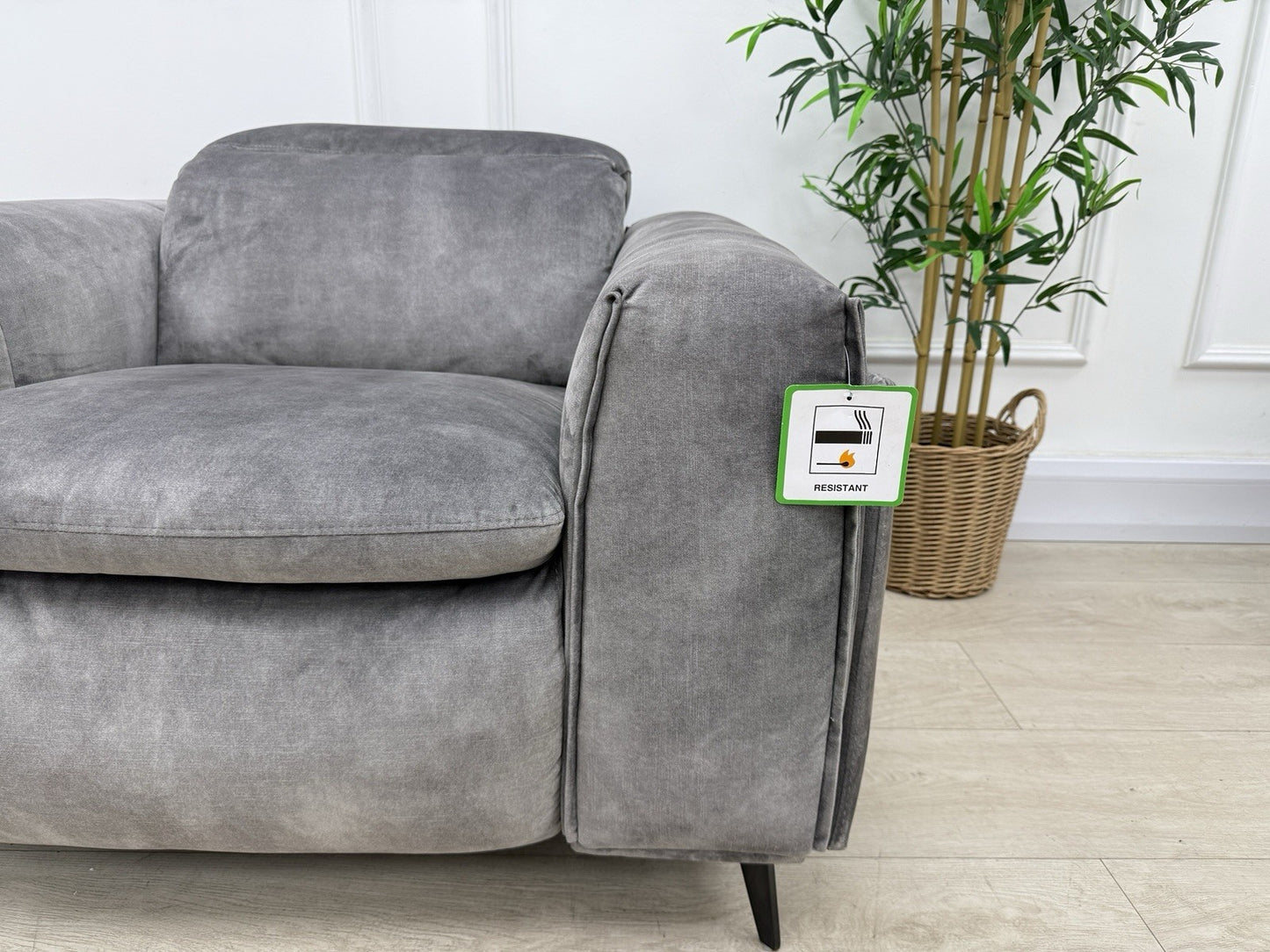 DFS Venosa Heated/Memory/Power Recliner Chair In Smoke Grey Fabric