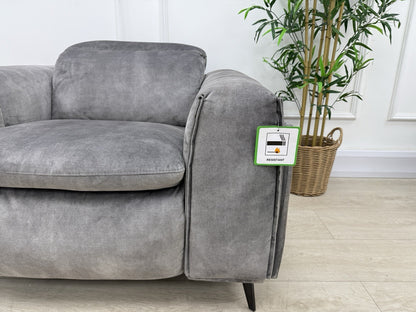 DFS Venosa Heated/Memory/Power Recliner Chair In Smoke Grey Fabric