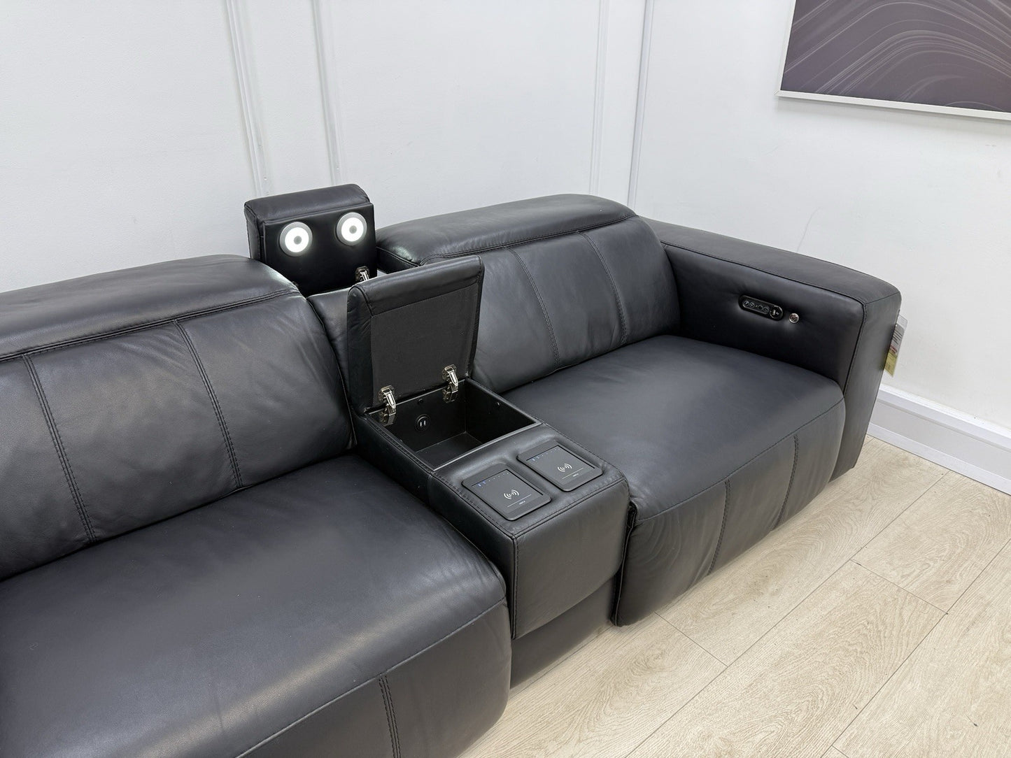 DFS Crusade 3 Seater Sofa, Smart Console & Chair Set Recliner/Heated Leather