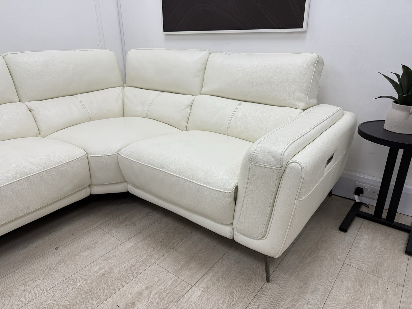 DFS San Antonio Power Recliner Corner Sofa In Snow Leather