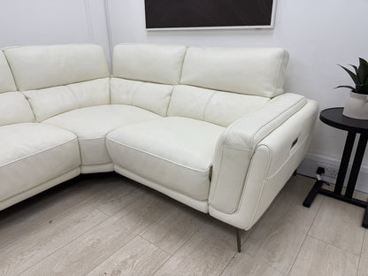 DFS San Antonio Power Recliner Corner Sofa In Snow Leather