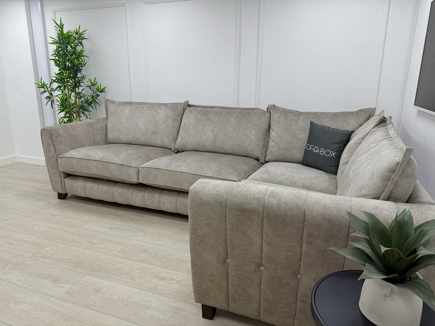 DFS Cherished Corner Sofa & Footstool Set In Oatmeal