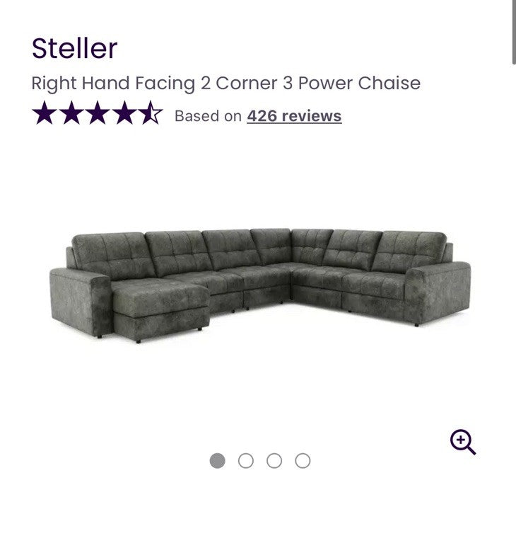 DFS Steller Corner Power Motion Chaise Sofa In Grey Mason Fabric