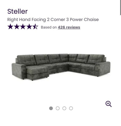 DFS Steller Corner Power Motion Chaise Sofa In Grey Mason Fabric