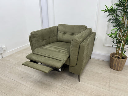 Sofology Muse Power Recliner Armchair In Olive Fabric