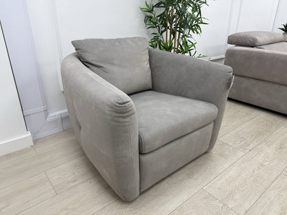 Sofology Marvella Swivel Accent Chair In Flecked Fabric Stone