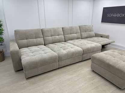 DFS Steller XL Power Recliner Chaise Sofa In Taupe Fabric