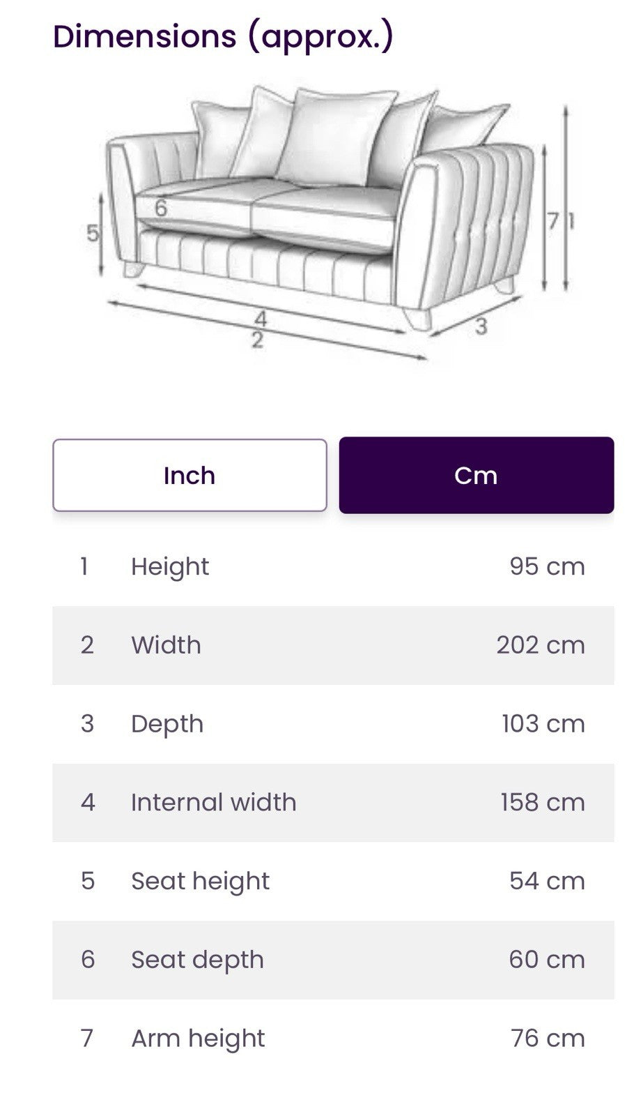 DFS Cherished Pillow Back 3 Seater Sofa In Cream Combination