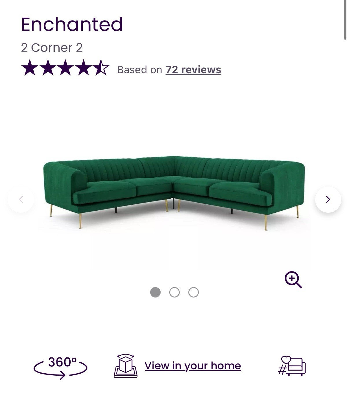 DFS Enhanced Corner Sofa In Green Bouclé Fabric