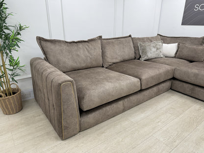 DFS Devine Corner Sofa In Chocolate Fabric