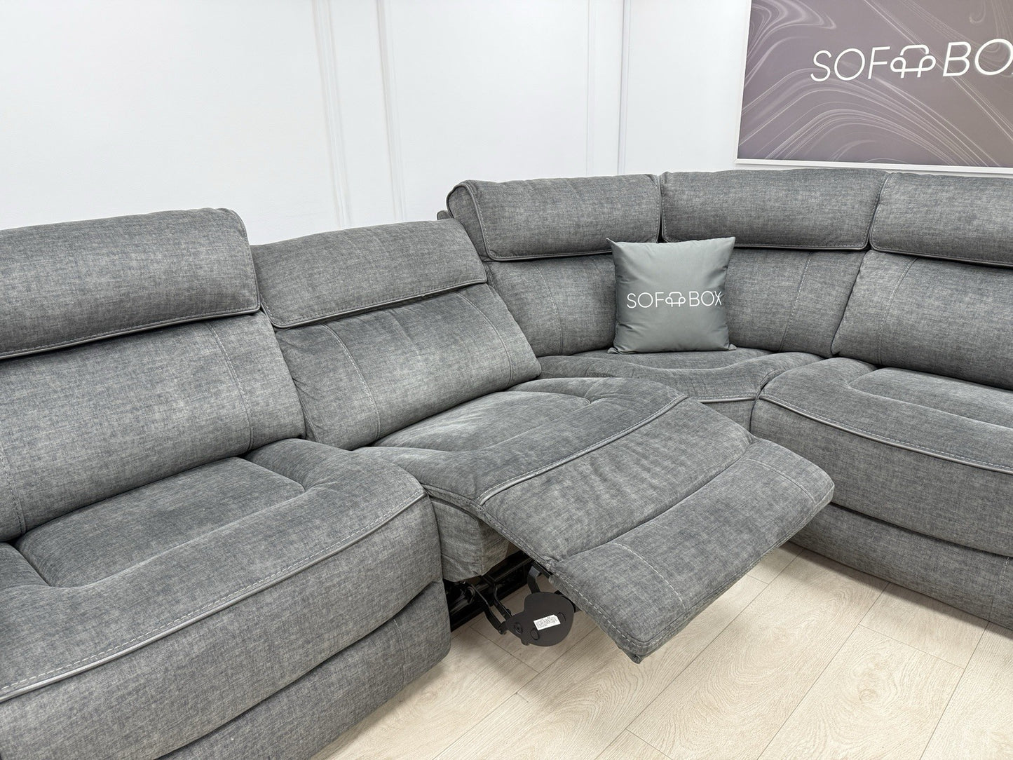 Harvey's Brooklyn 3 X Power Recliner Corner Sofa In Charcoal