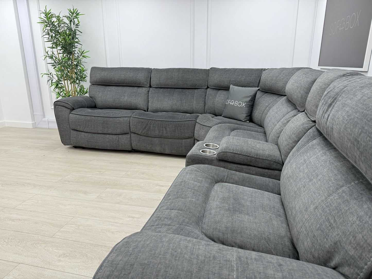 Harvey's Brooklyn 3 X Power Recliner Corner Sofa In Charcoal