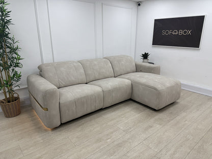 Sofology Lumiere Power Recliner 4 Seater Chaise Sofa In Lifestyle Flecked Ivory
