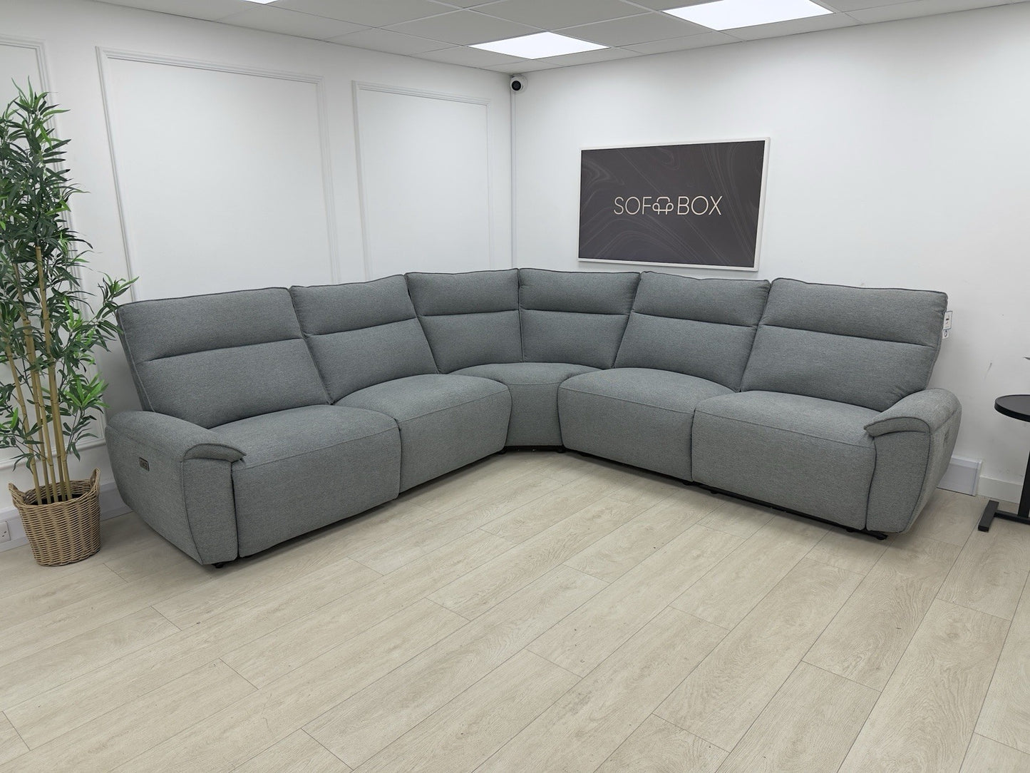 DFS Aussie Power Recliner Corner Sofa In Grey Fabric