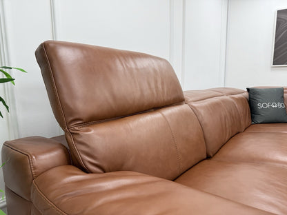 Sofology Laurence Power Recliner Corner Sofa In Tan Leather