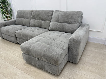 DFS Steller L Shape Power Slider Sofa In Mist Grey
