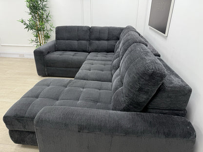 DFS Steller Power Recliner Corner Sofa In Nuova Black Fabric