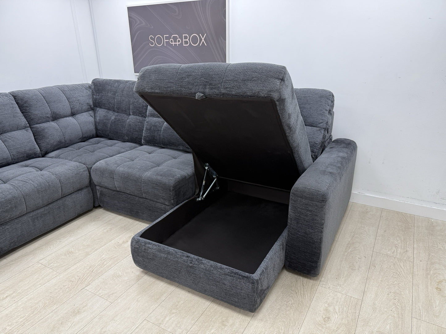 DFS Steller Power Recliner Corner Sofa In Nuova Black Fabric