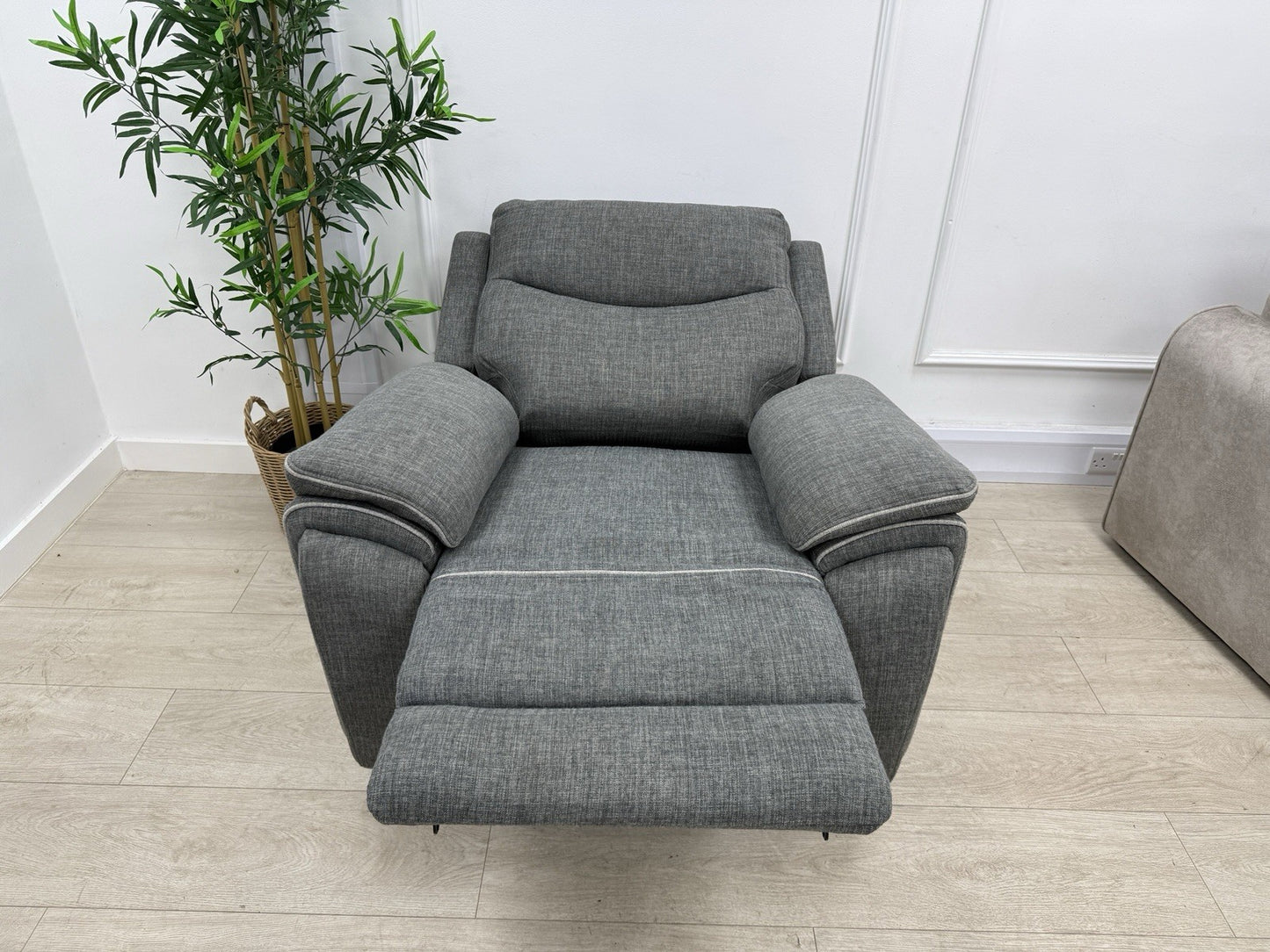 DFS Trek Power Recliner Chair In Charcoal Fabric