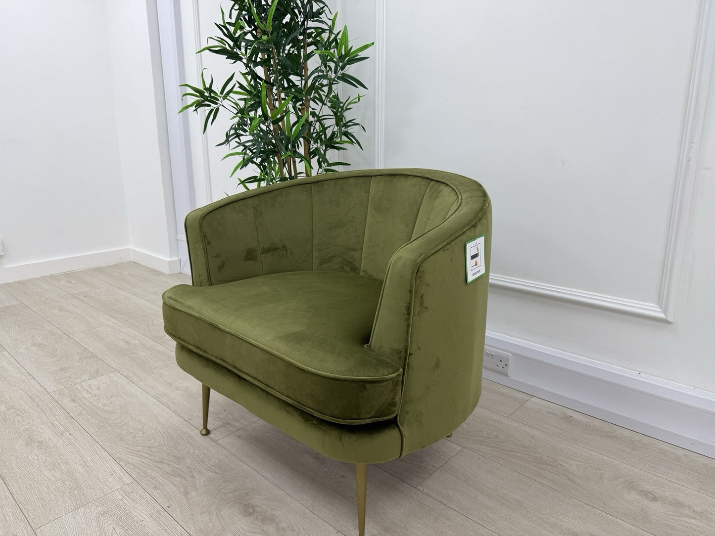 DFS Enhanced Accent Chair In Olive Velvet Fabric