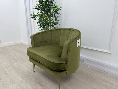 DFS Enhanced Accent Chair In Olive Velvet Fabric