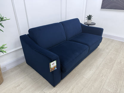 Furniture Village Optimus 3 Seater Sofa Bed In Blue Velvet Memory Foam Mattress