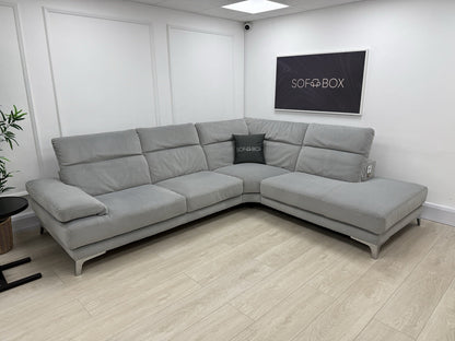Natuzzi Speranza Corner Sofa In Grey Velvet