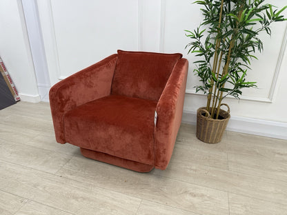 DFS French Connection Molten Swivel Accent Chair In Henna Fabric