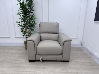 DFS Arwen Leather Power Recliner Chair In Oatmeal Borelli Leather
