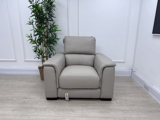 DFS Arwen Leather Power Recliner Chair In Oatmeal Borelli Leather