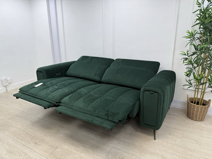 DFS Trip / Torren / Showcase Power Recliner 3 Seater Sofa In Bottle Green Velvet