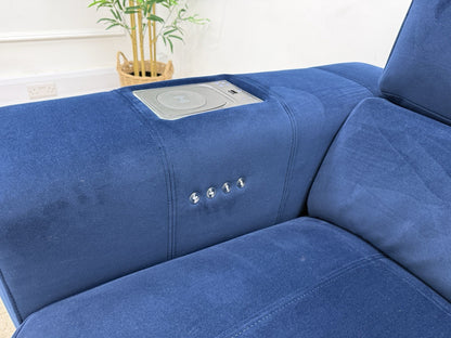 DFS Showcase Power Recliner Chair With Arm Console Cinesound In Blue