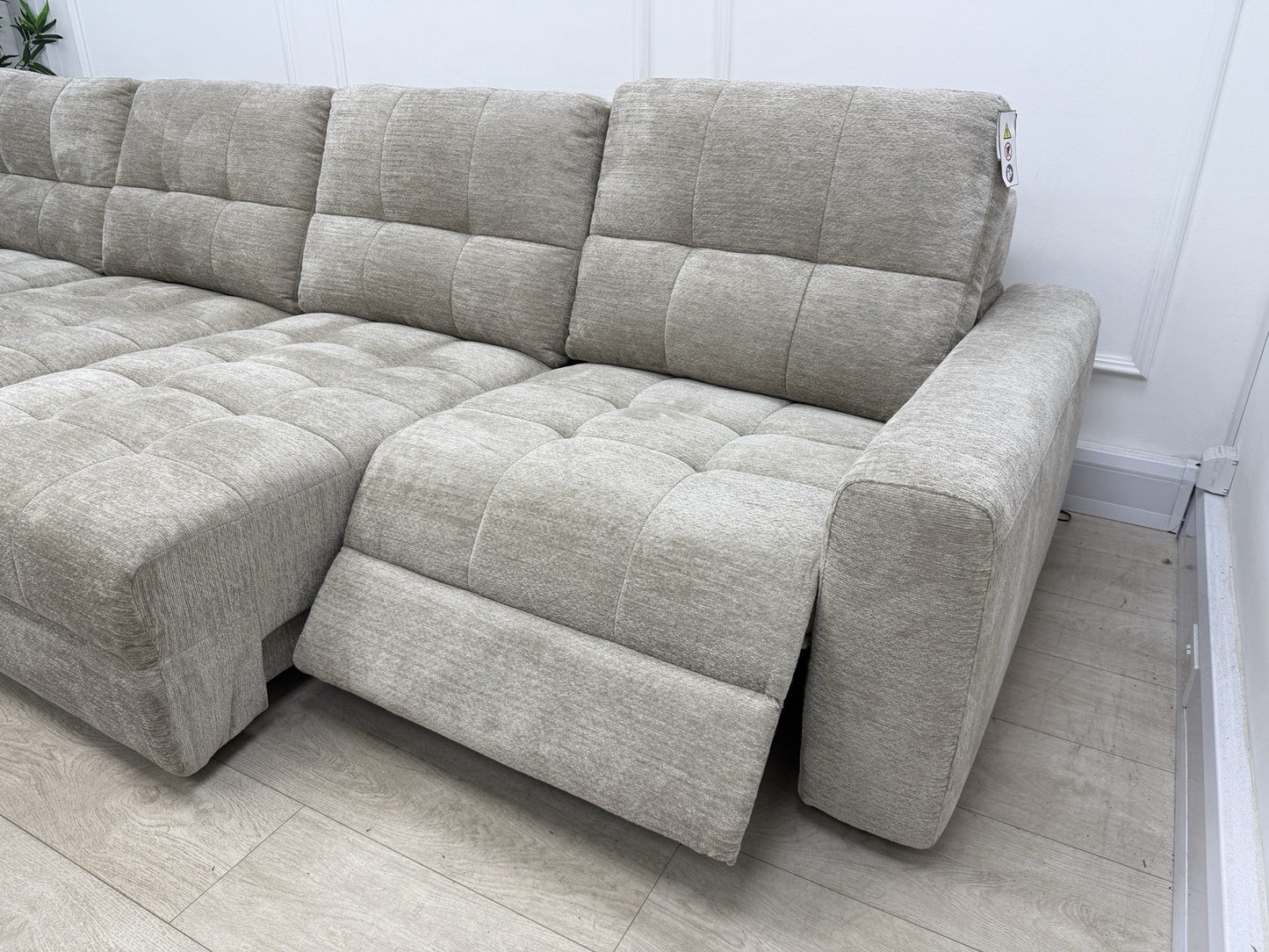 DFS Steller XL Power Recliner Chaise Sofa In Taupe Fabric