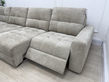 DFS Steller XL Power Recliner Chaise Sofa In Taupe Fabric