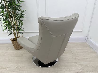 Sofology The Viento/Missouri Swivel Chair In Light Grey Leather