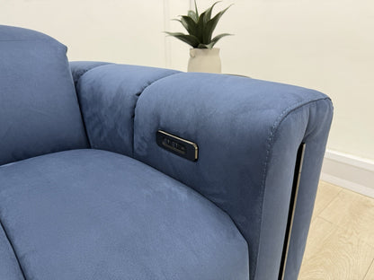 Italia Living 3 Seater Power Recliner Sofa In Luna Blue