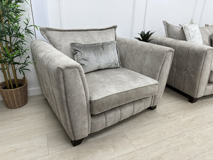 DFS Cherished Grande 4 Seater Sofa & Armchair Set In Oatmeal Self Piped