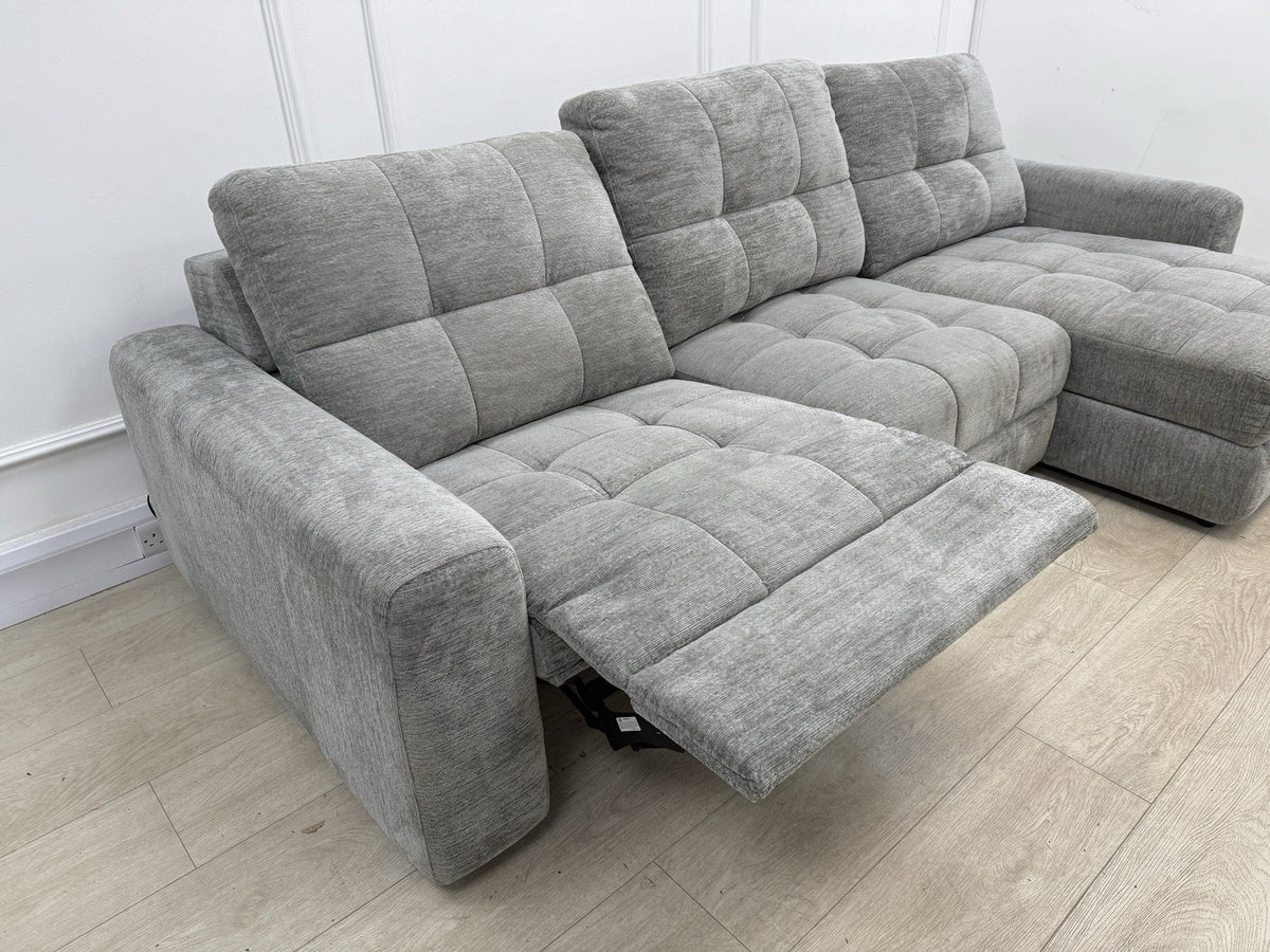 DFS Steller L Shape Power Slider Sofa In Mist Grey