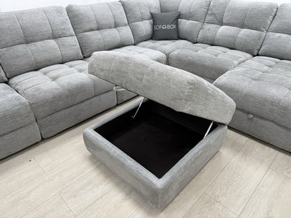 DFS Steller Corner Sofa & Footstool In Mist Grey