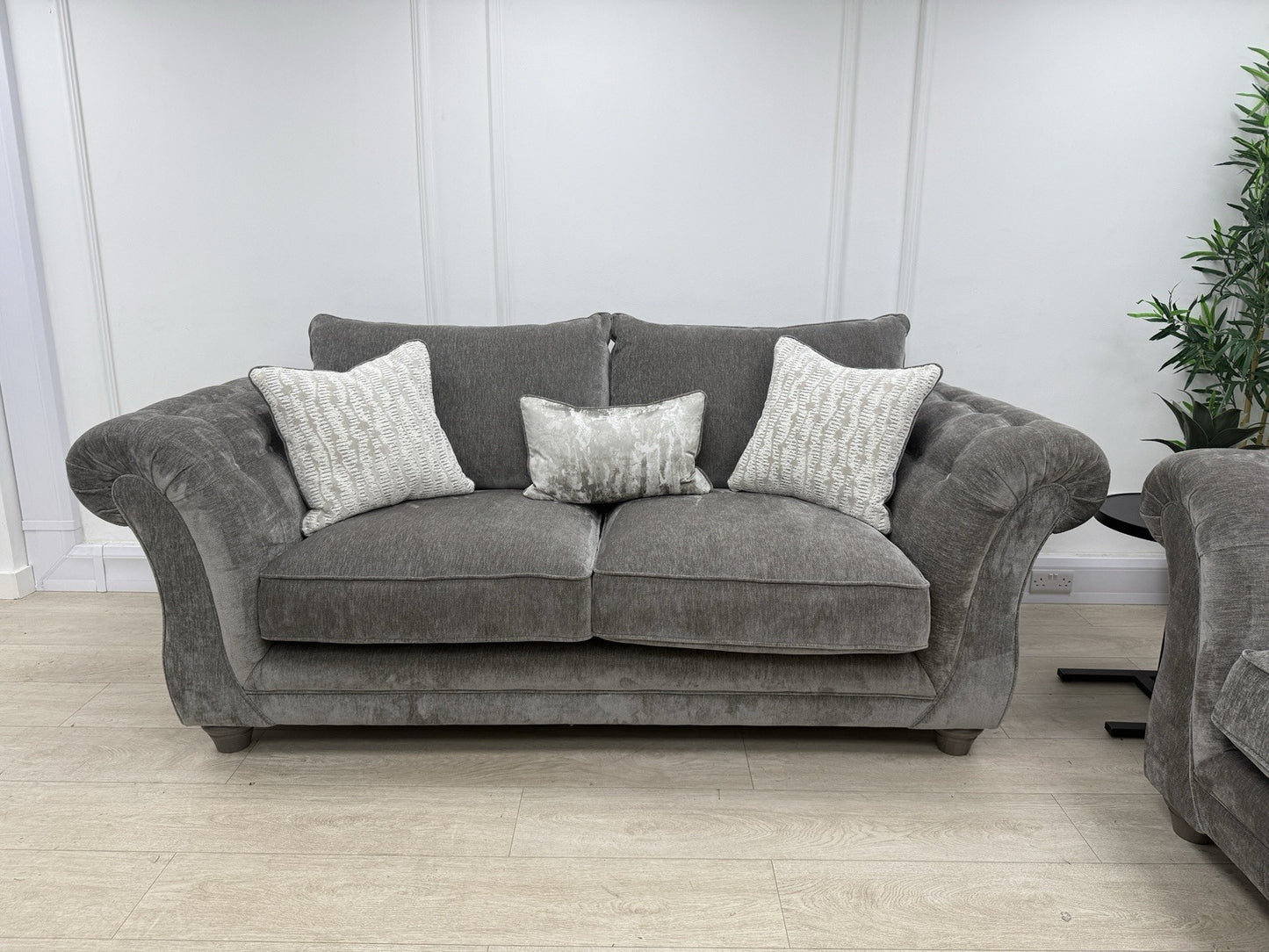 Sofology Highgrove 3 Seater Sofas Set In Grey Chenille Fabric