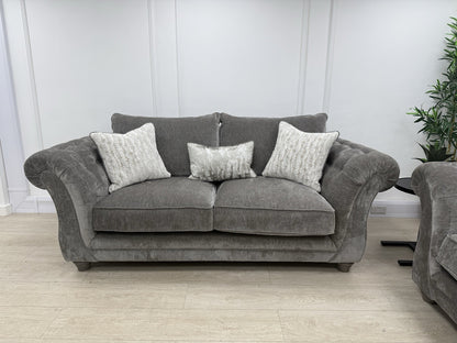 Sofology Highgrove 3 Seater Sofas Set In Grey Chenille Fabric