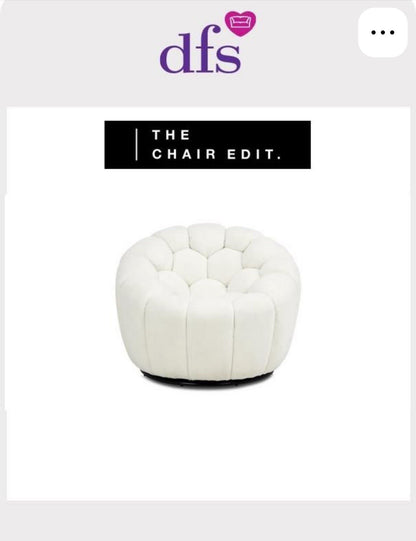 DFS Honeycomb Swivel Accent Chair In White Teddy Fabric